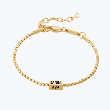 Engraved Bar Box Chain Bracelet for Men