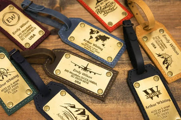 Handcrafted Leather Luggage Tag – Custom Brass Engraving for Travelers, Weddings &Anniversaries
