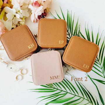 Personalized Saffiano Leather Travel Jewelry Box – Custom Monogram Gift for Her, Bridesmaids, Weddings & Holidays