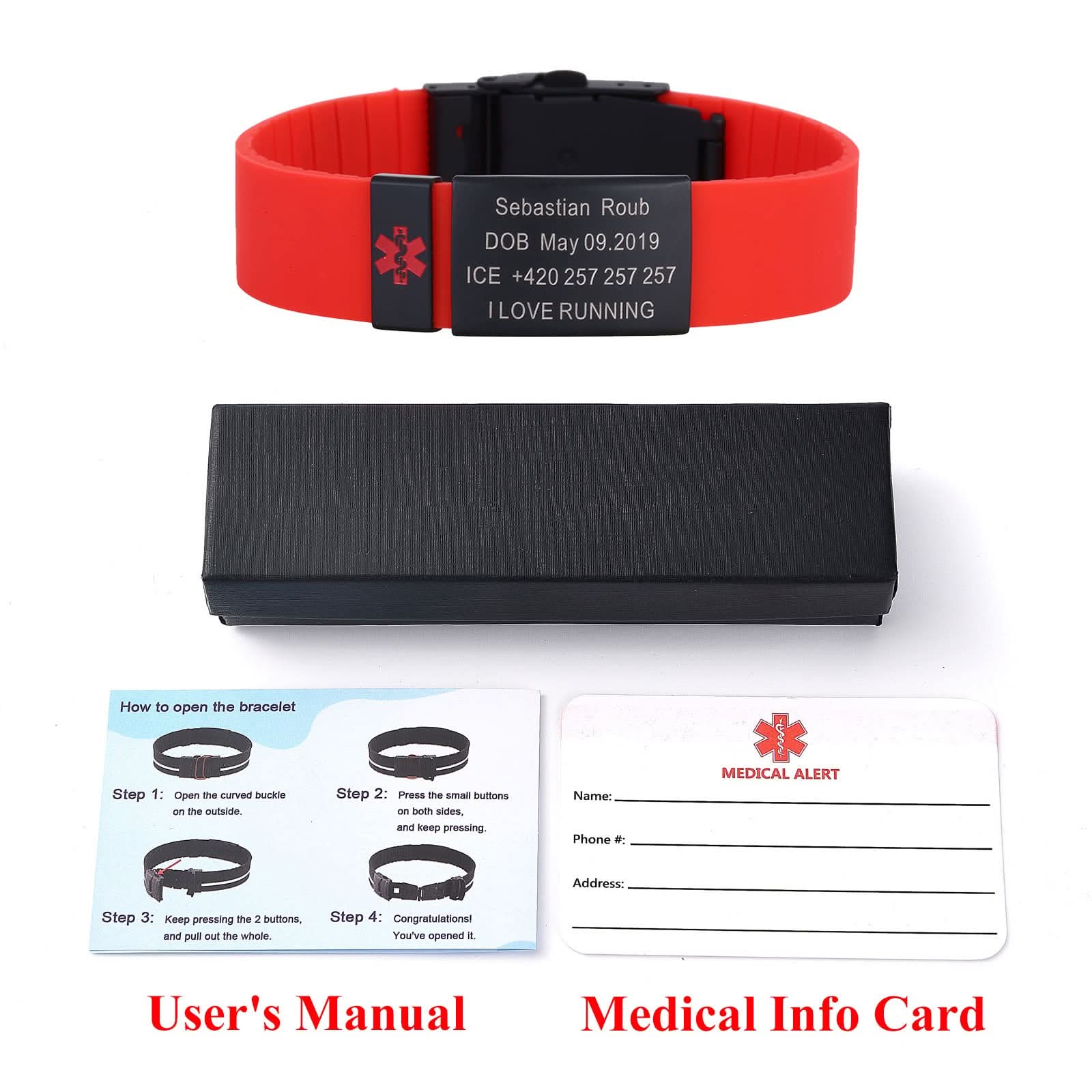 Custom Sport Medical Alert Bracelet – Free Engraving