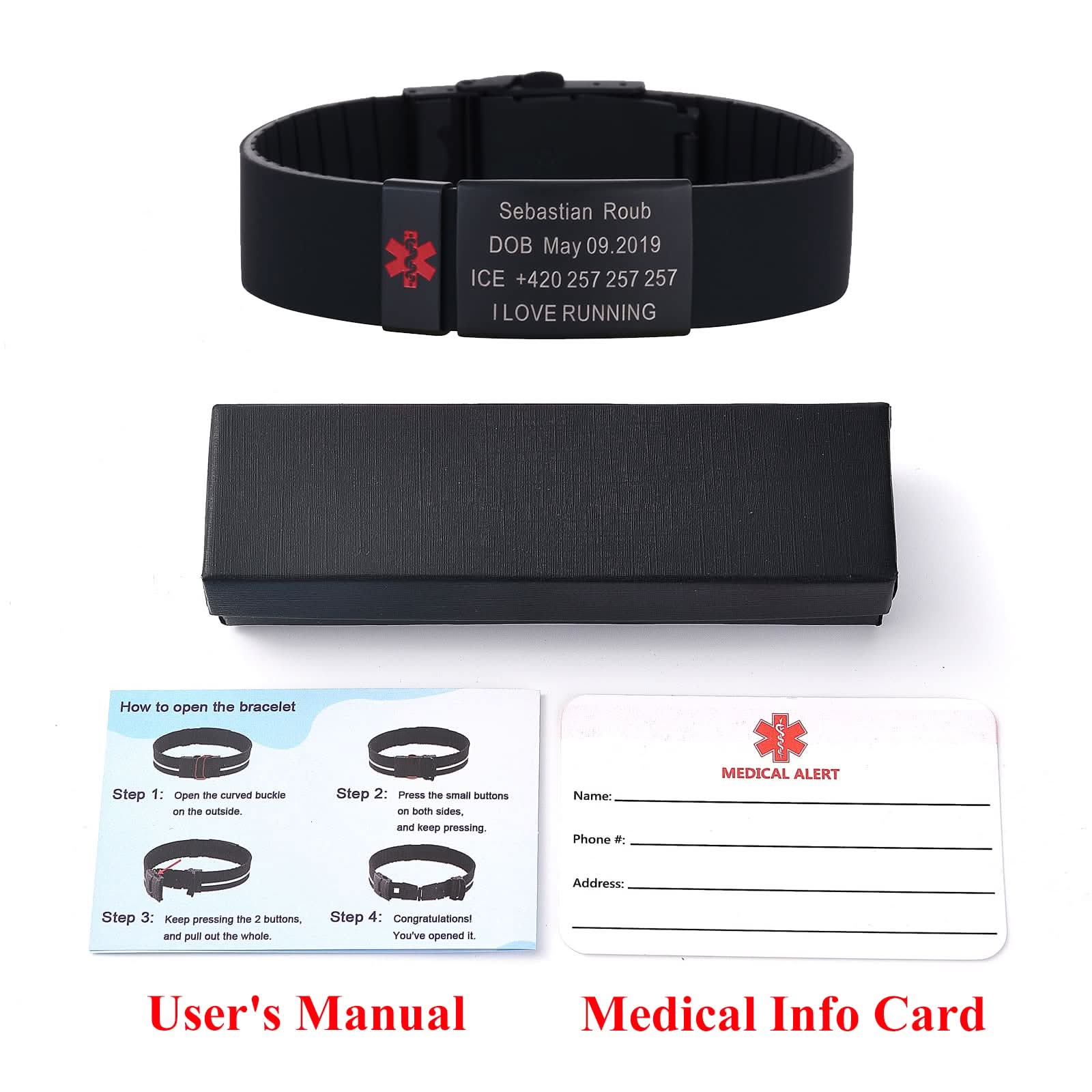 Custom Sport Medical Alert Bracelet – Free Engraving