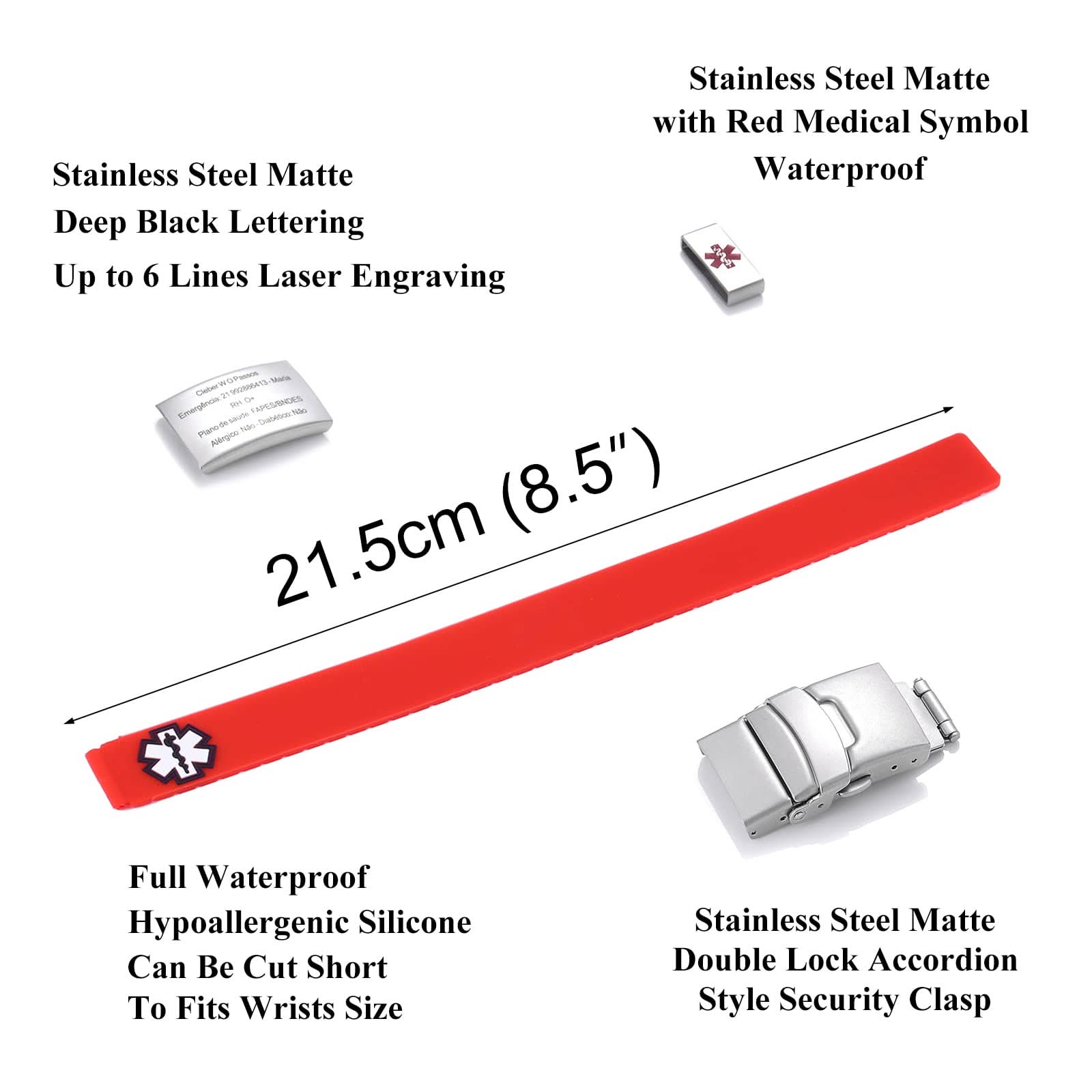 Custom Sport Medical Alert Bracelet – Free Engraving