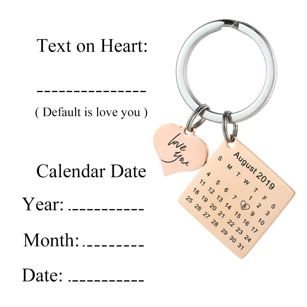 Anniversary Calendar Keychain – Custom Engraved for Couples