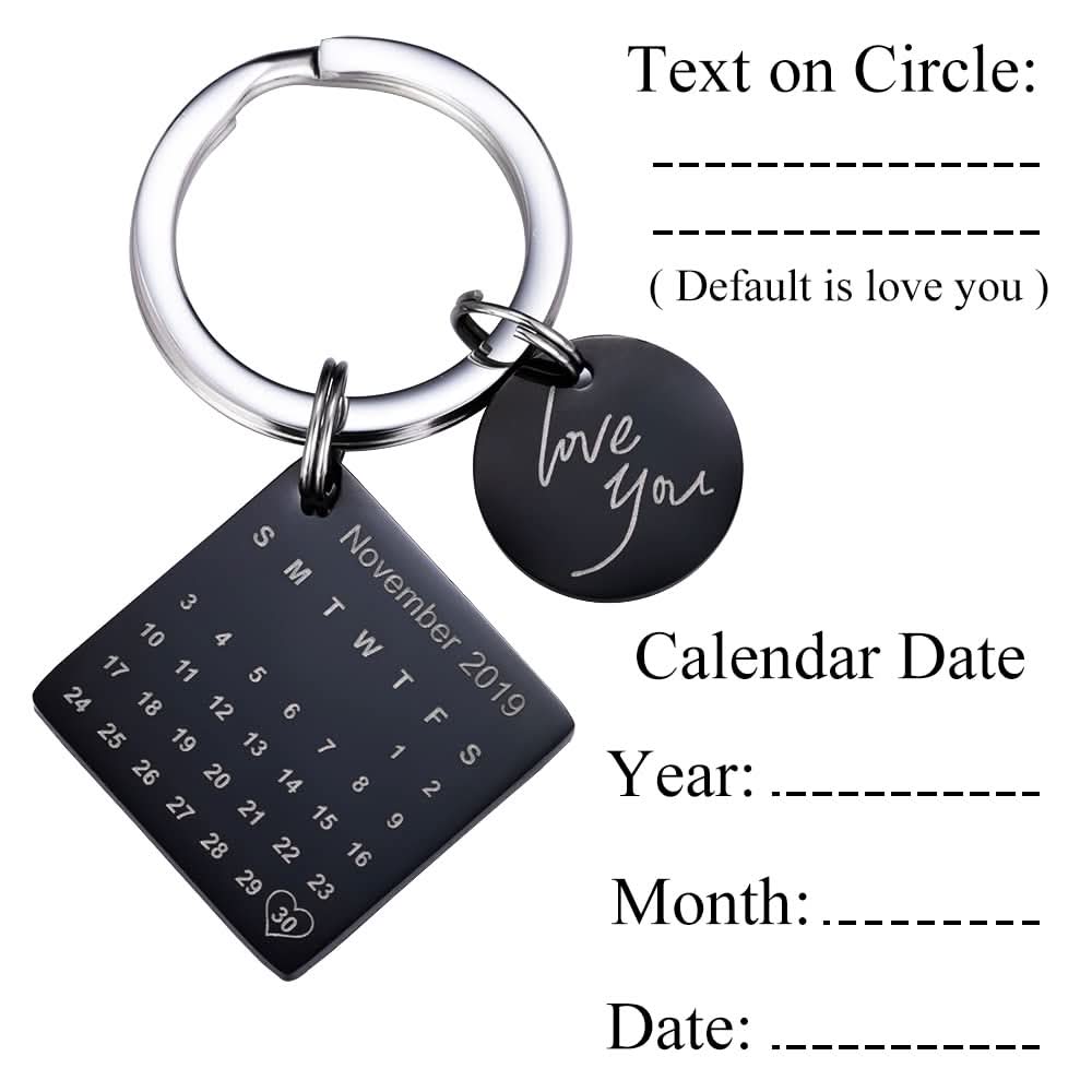Anniversary Calendar Keychain – Custom Engraved for Couples