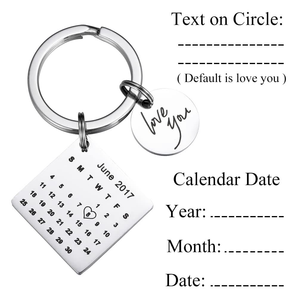 Anniversary Calendar Keychain – Custom Engraved for Couples