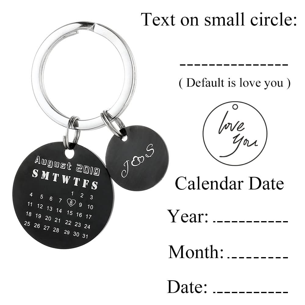 Anniversary Calendar Keychain – Custom Engraved for Couples