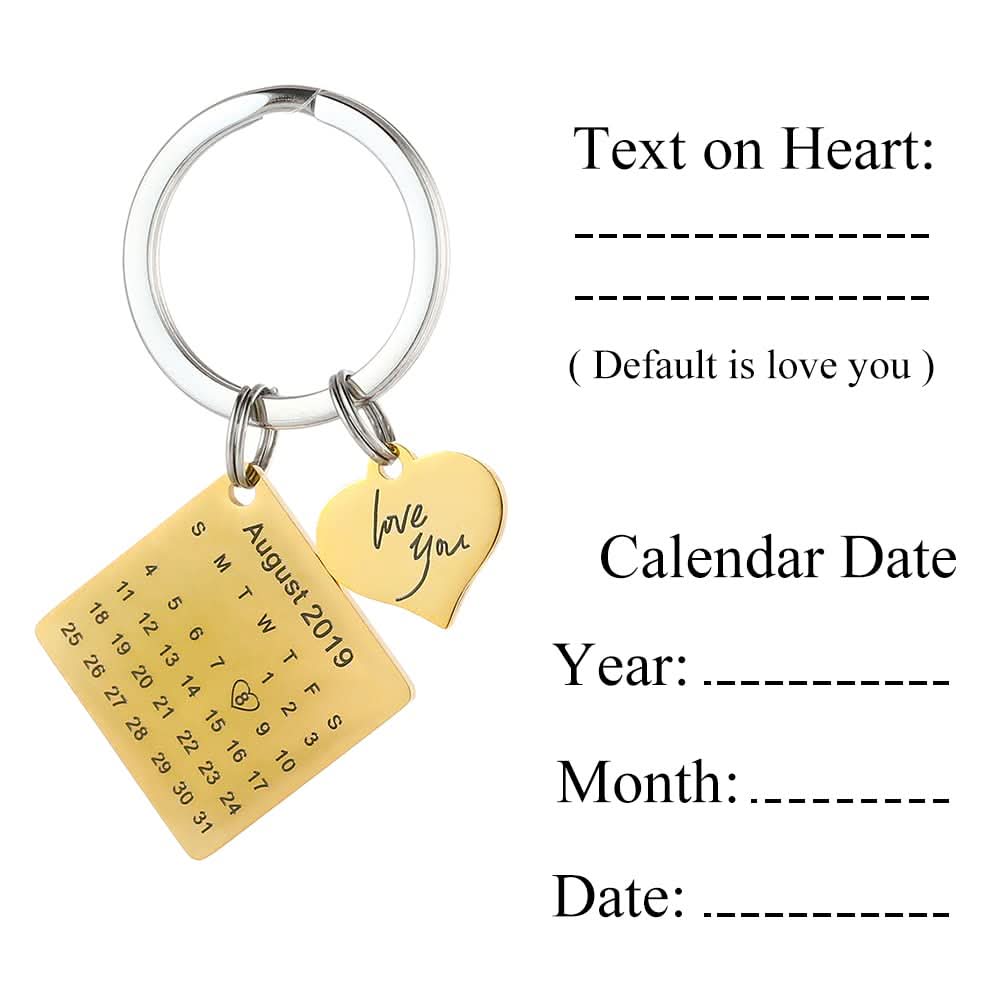 Anniversary Calendar Keychain – Custom Engraved for Couples