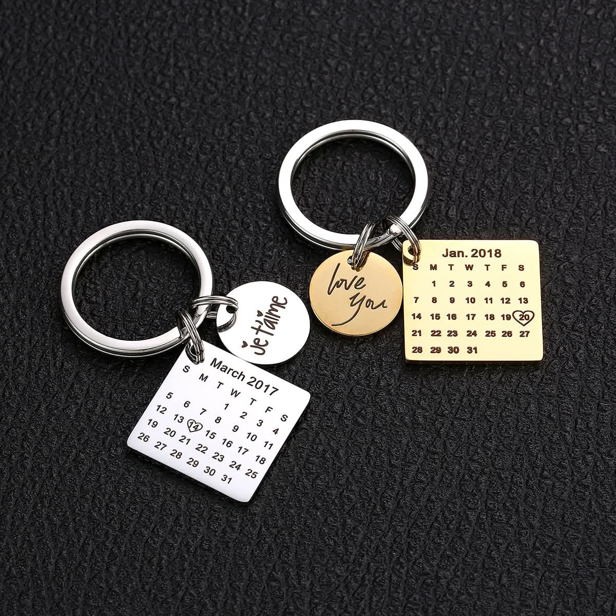 Anniversary Calendar Keychain – Custom Engraved for Couples