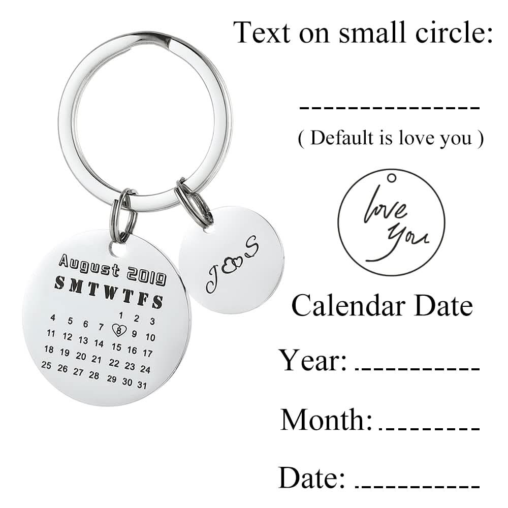Anniversary Calendar Keychain – Custom Engraved for Couples