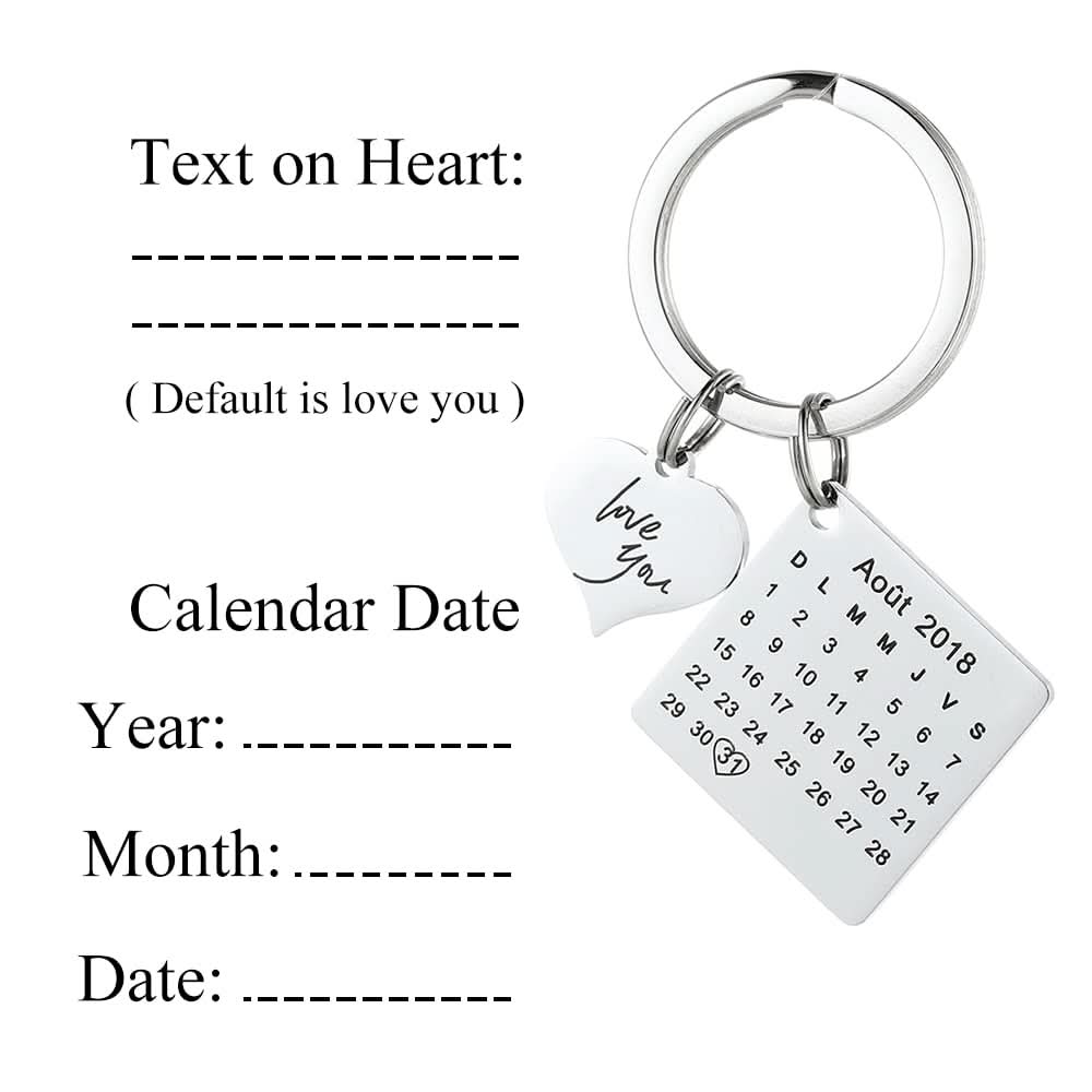 Anniversary Calendar Keychain – Custom Engraved for Couples