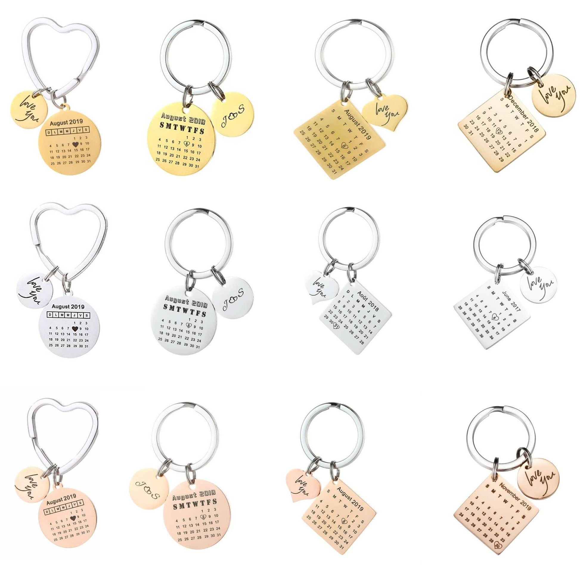 Anniversary Calendar Keychain – Custom Engraved for Couples