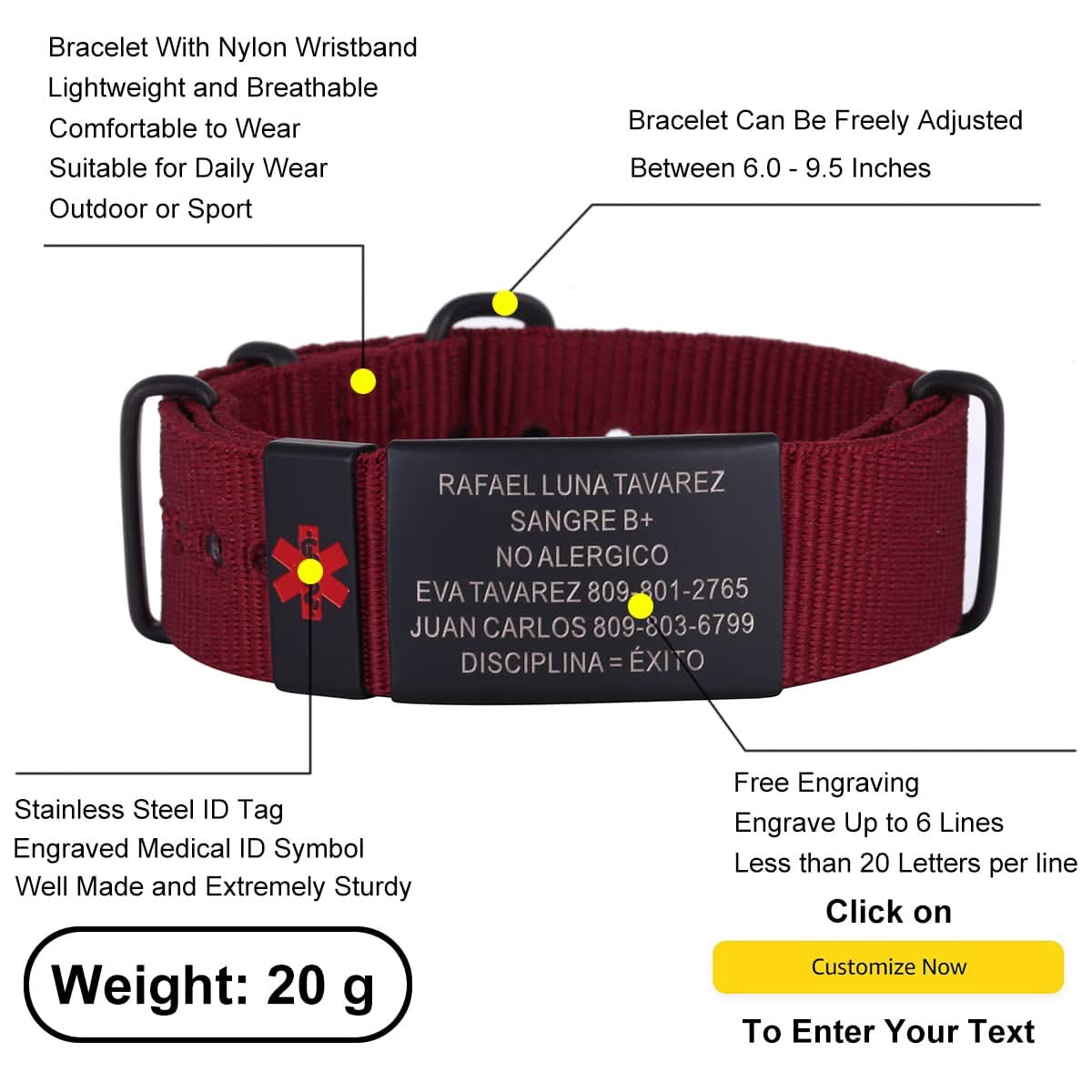 Personalized Engraved Medical Alert Bracelet – Unisex
