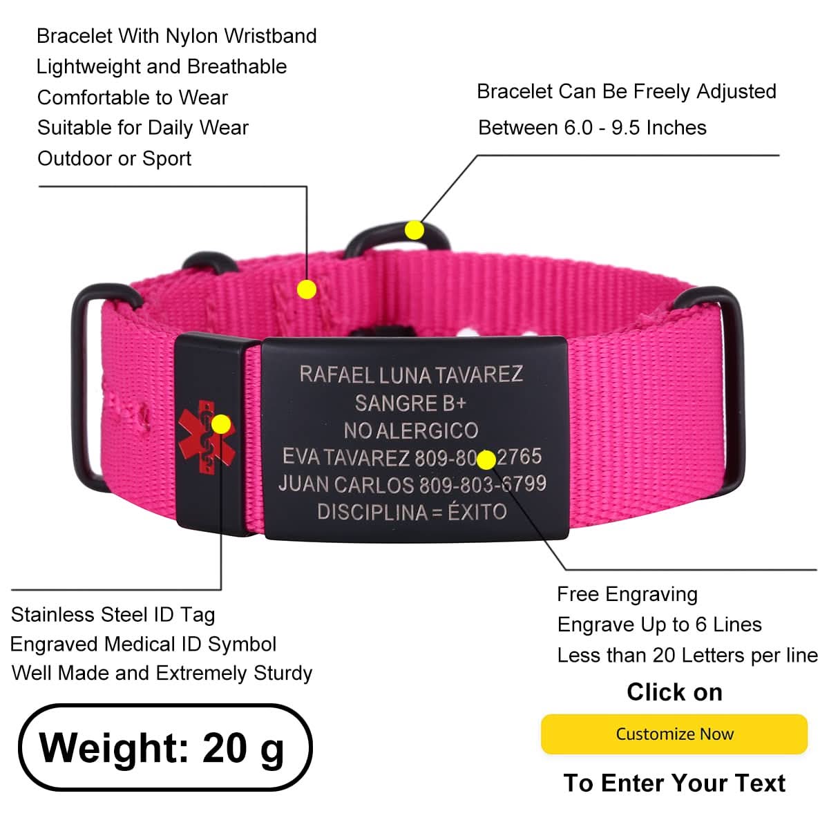 Personalized Engraved Medical Alert Bracelet – Unisex