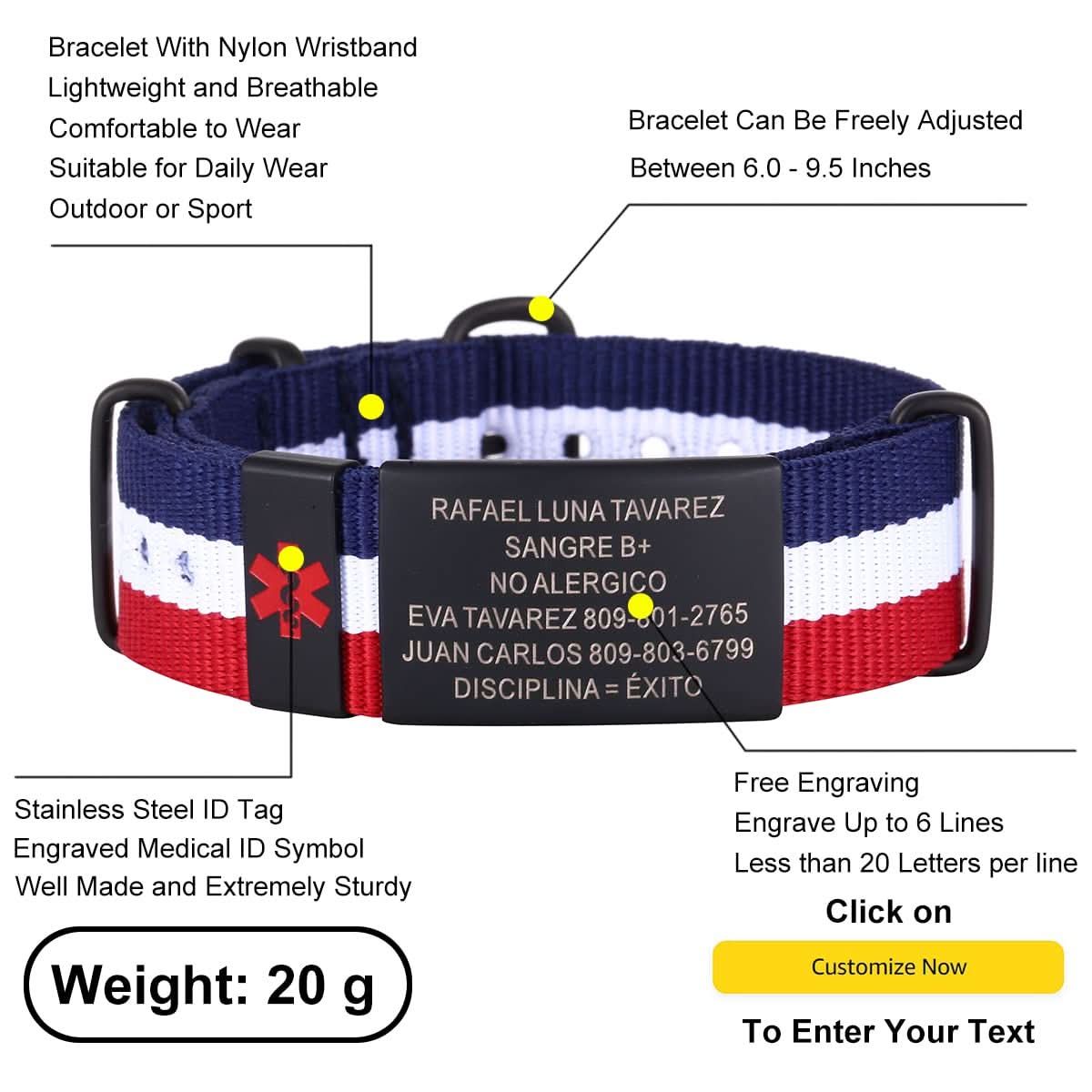 Personalized Engraved Medical Alert Bracelet – Unisex