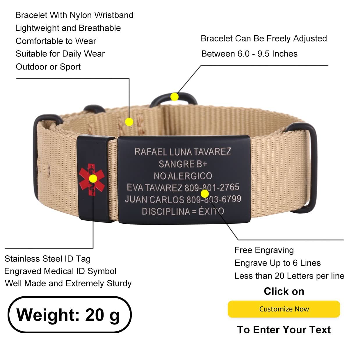 Personalized Engraved Medical Alert Bracelet – Unisex