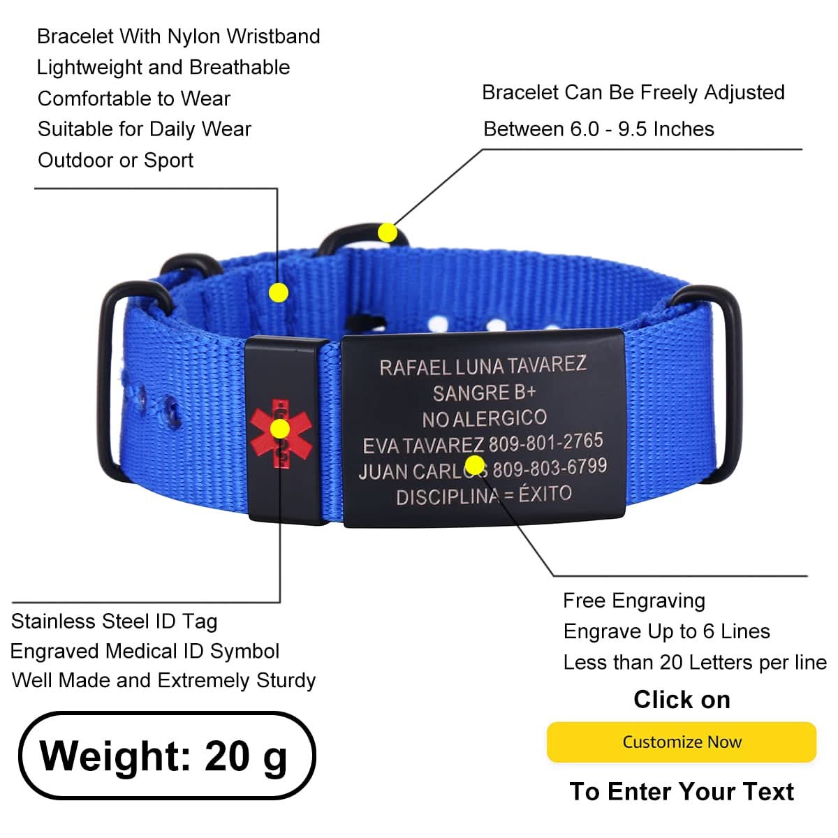 Personalized Engraved Medical Alert Bracelet – Unisex