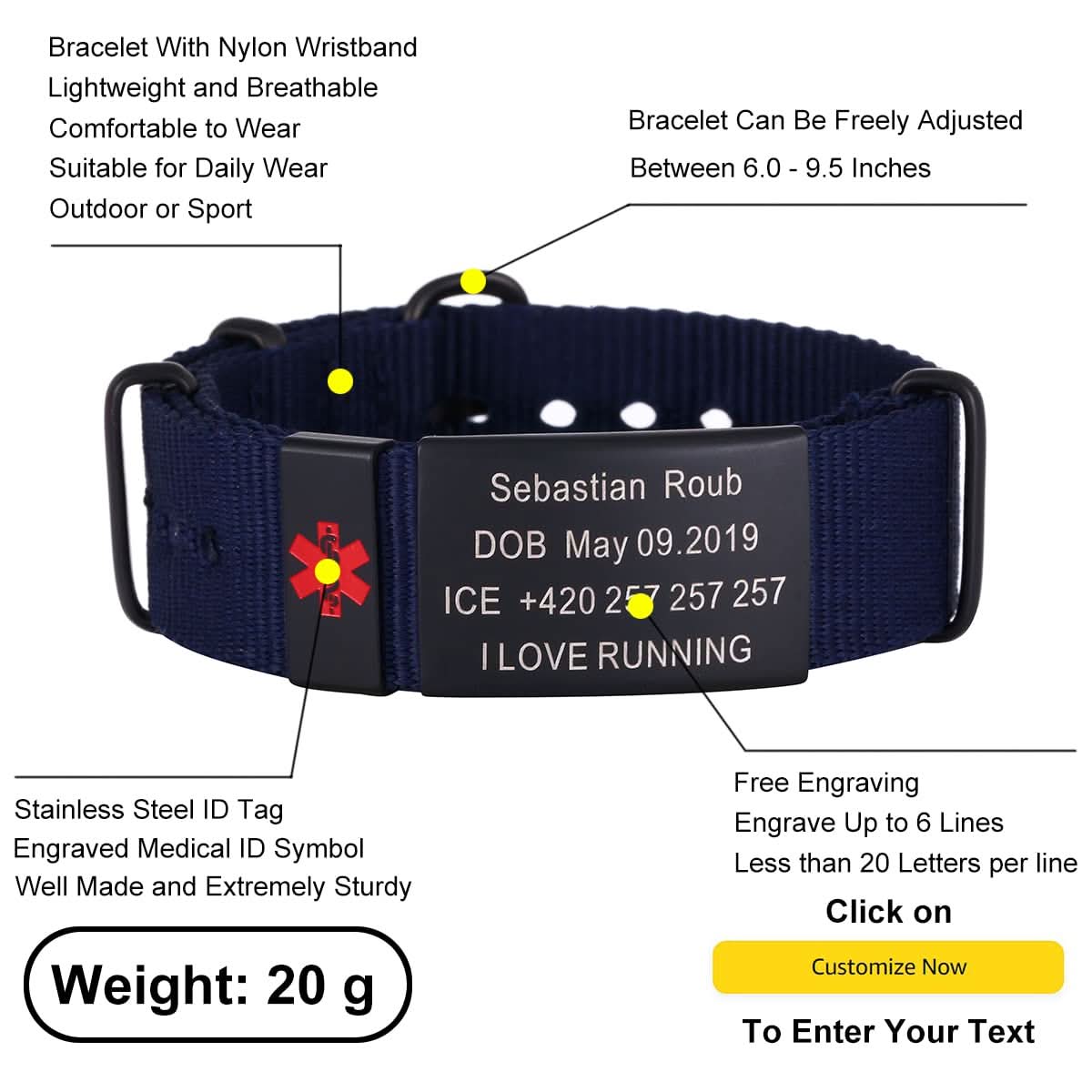 Personalized Engraved Medical Alert Bracelet – Unisex