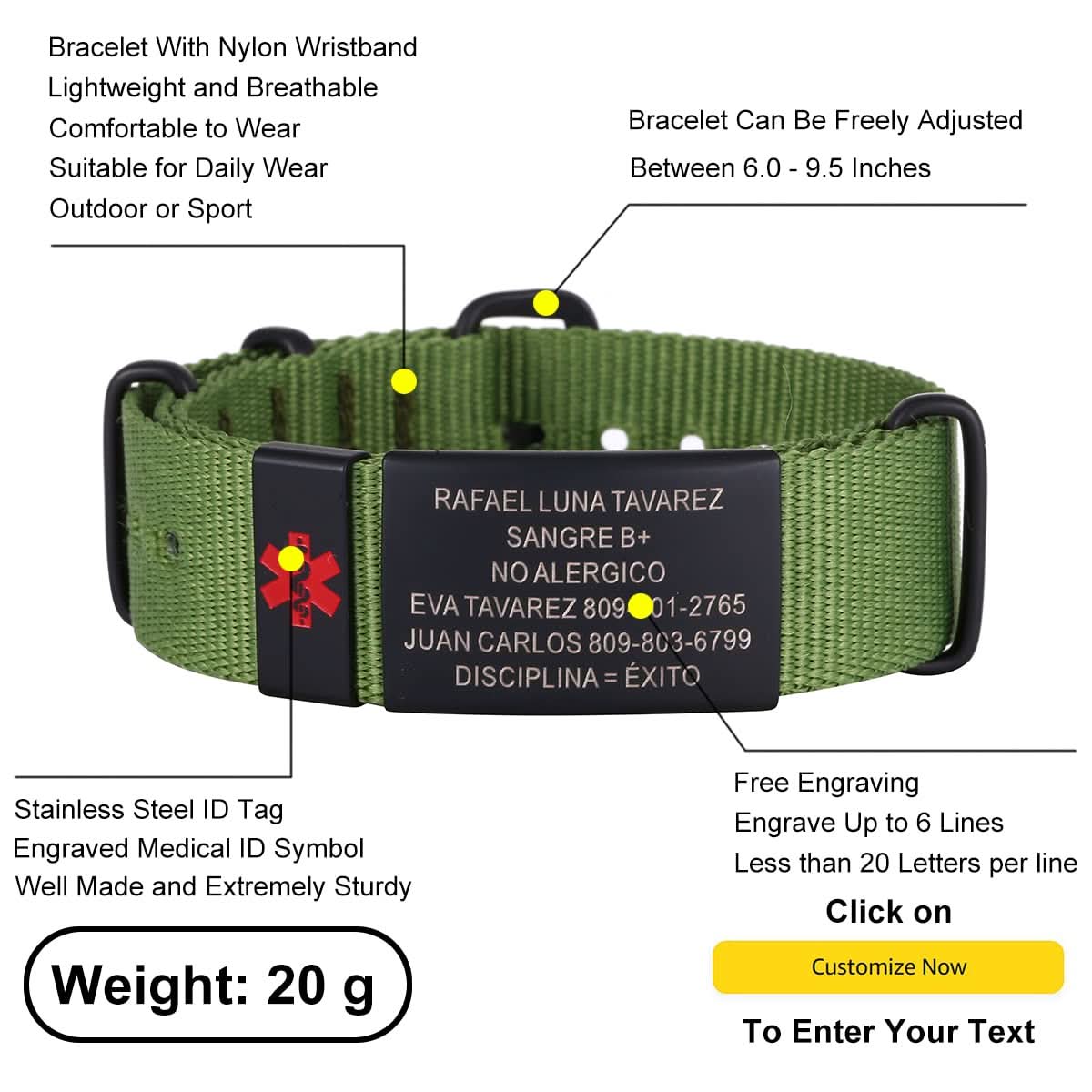 Personalized Engraved Medical Alert Bracelet – Unisex