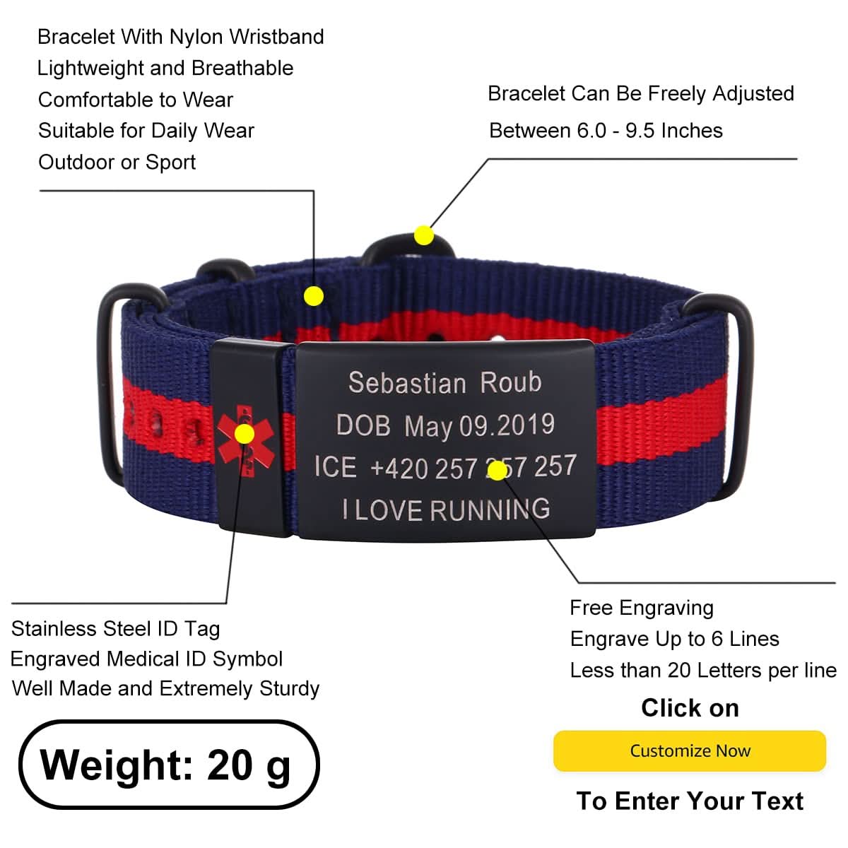 Personalized Engraved Medical Alert Bracelet – Unisex