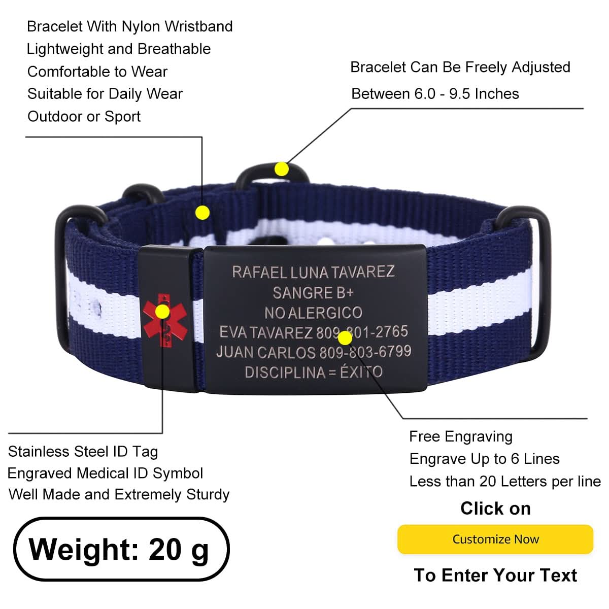 Personalized Engraved Medical Alert Bracelet – Unisex