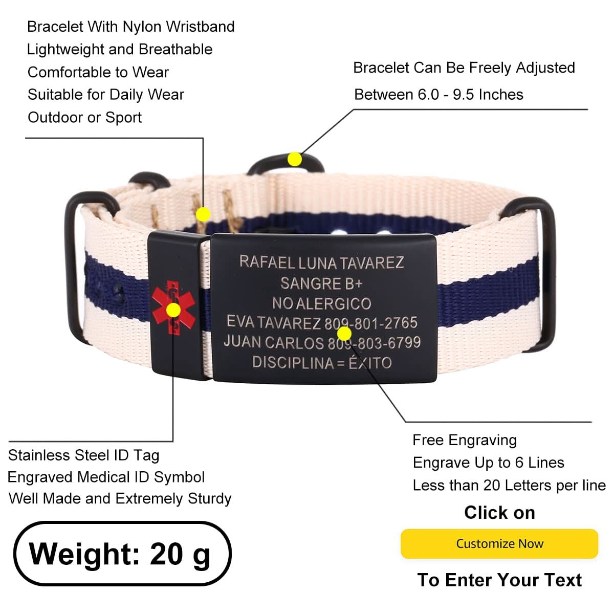 Personalized Engraved Medical Alert Bracelet – Unisex