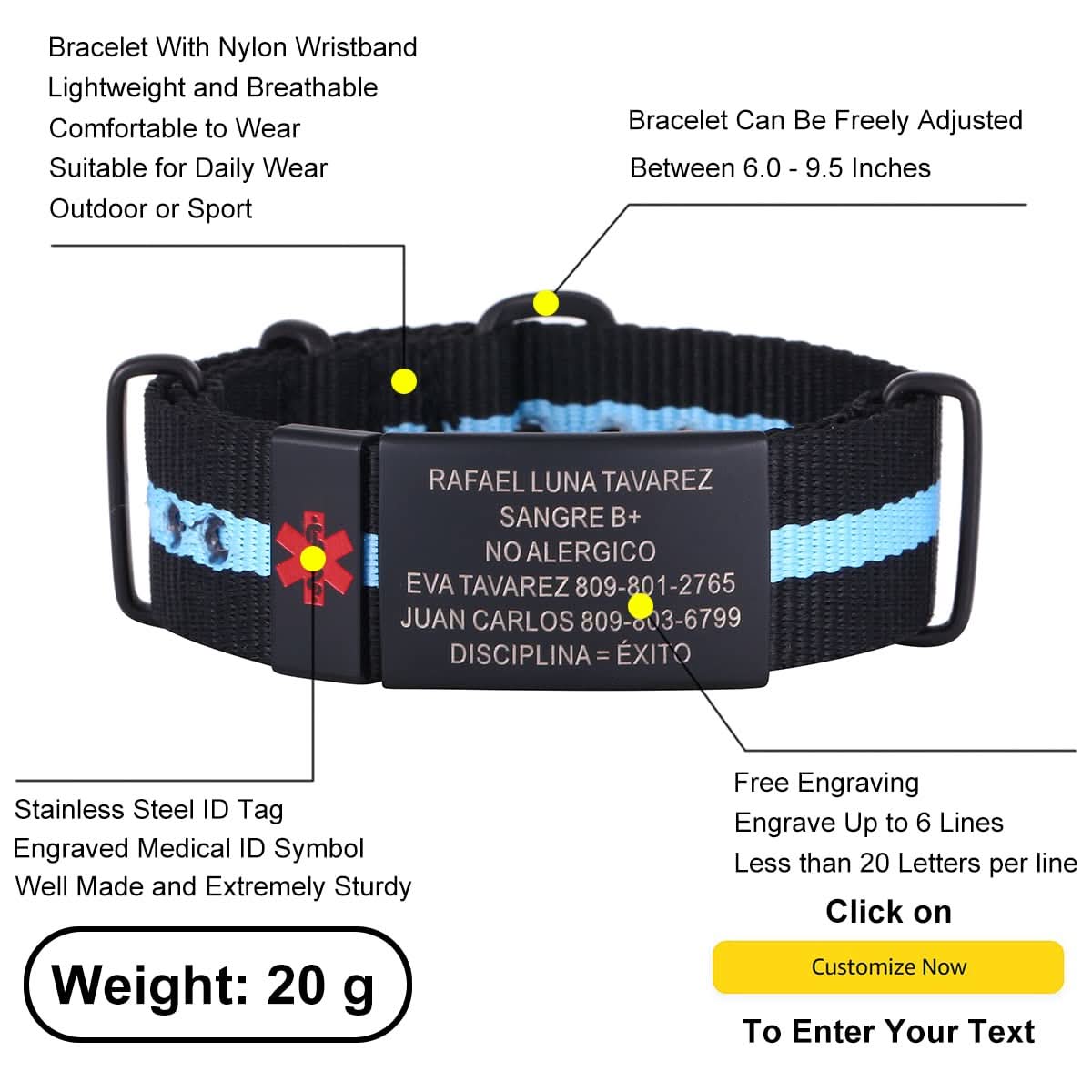Personalized Engraved Medical Alert Bracelet – Unisex