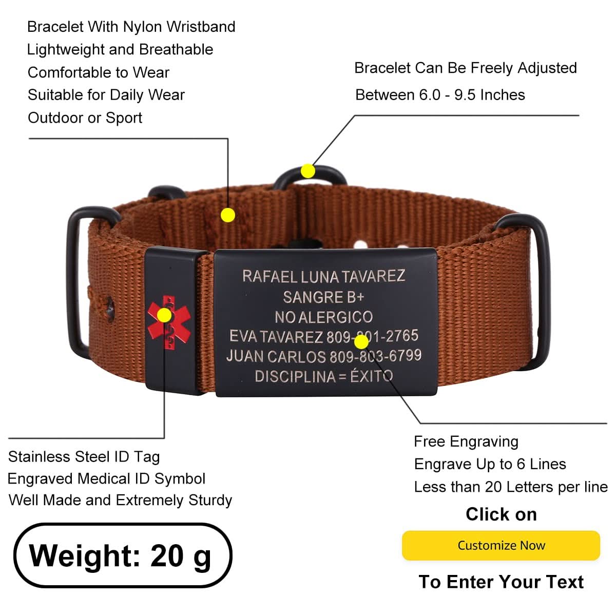 Personalized Engraved Medical Alert Bracelet – Unisex