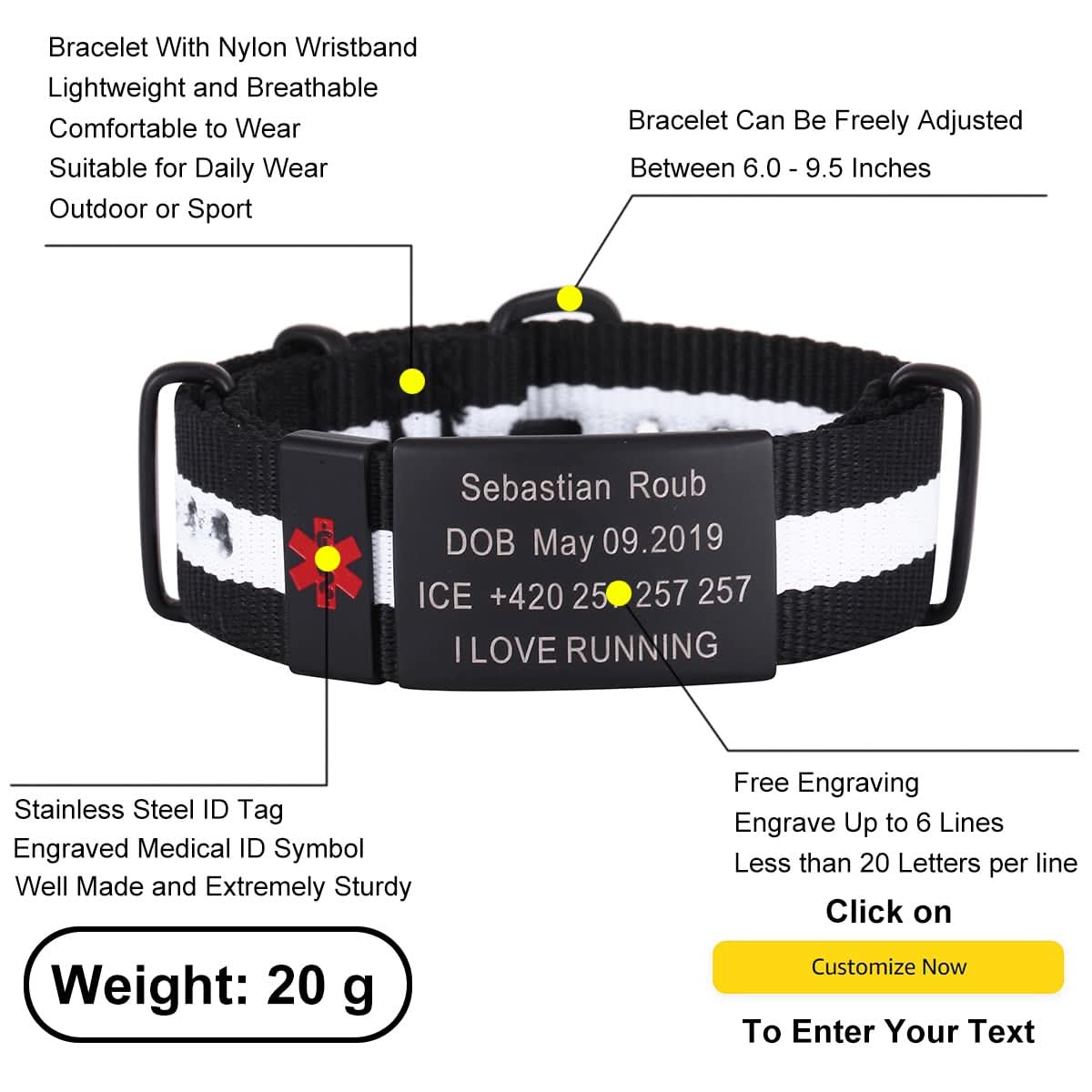 Personalized Engraved Medical Alert Bracelet – Unisex