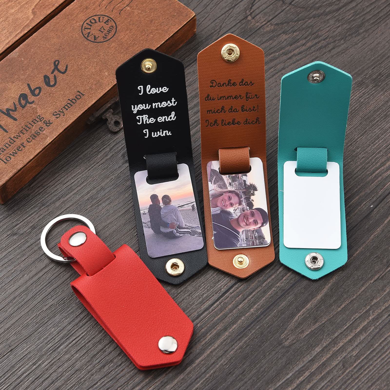 Custom Photo Leather Keychain – Hidden 'Drive Safe' Gift