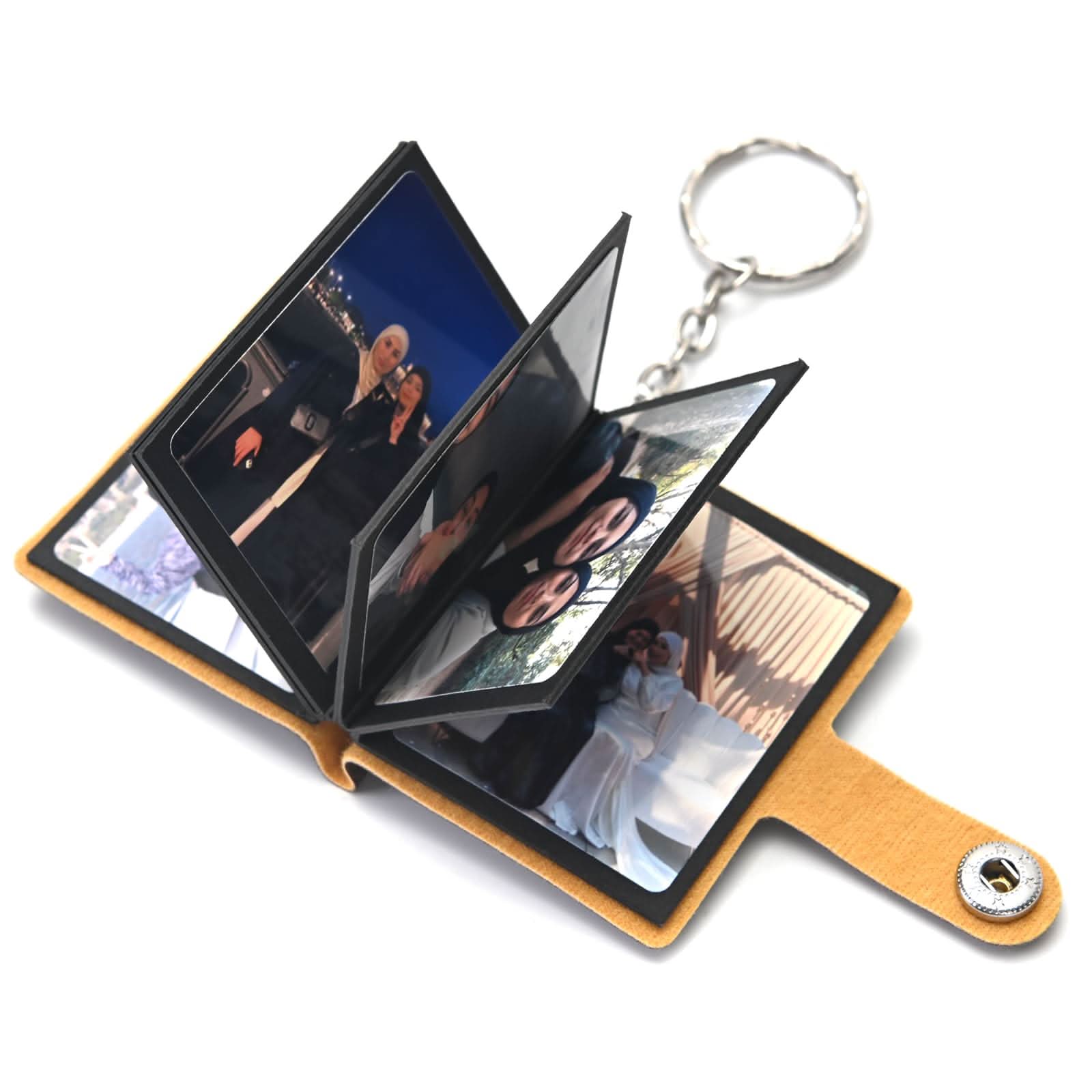 Custom Leather Photo Keychain – Mini Album Gift