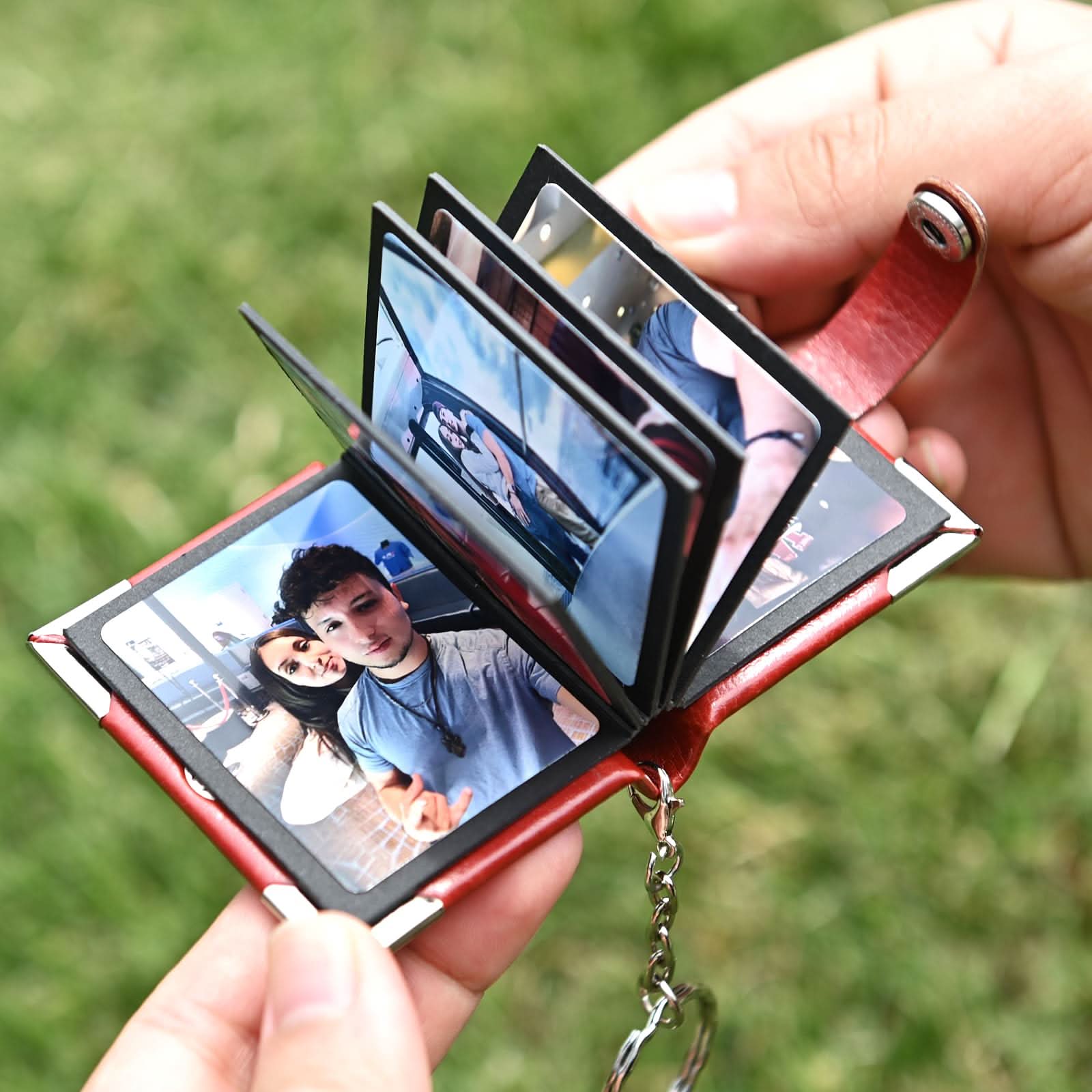 Custom Leather Photo Keychain – Mini Album Gift