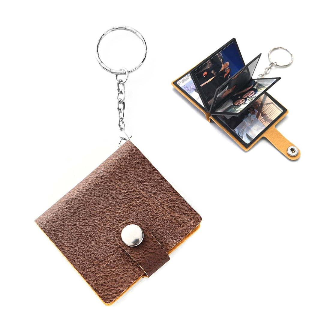 Custom Leather Photo Keychain – Mini Album Gift