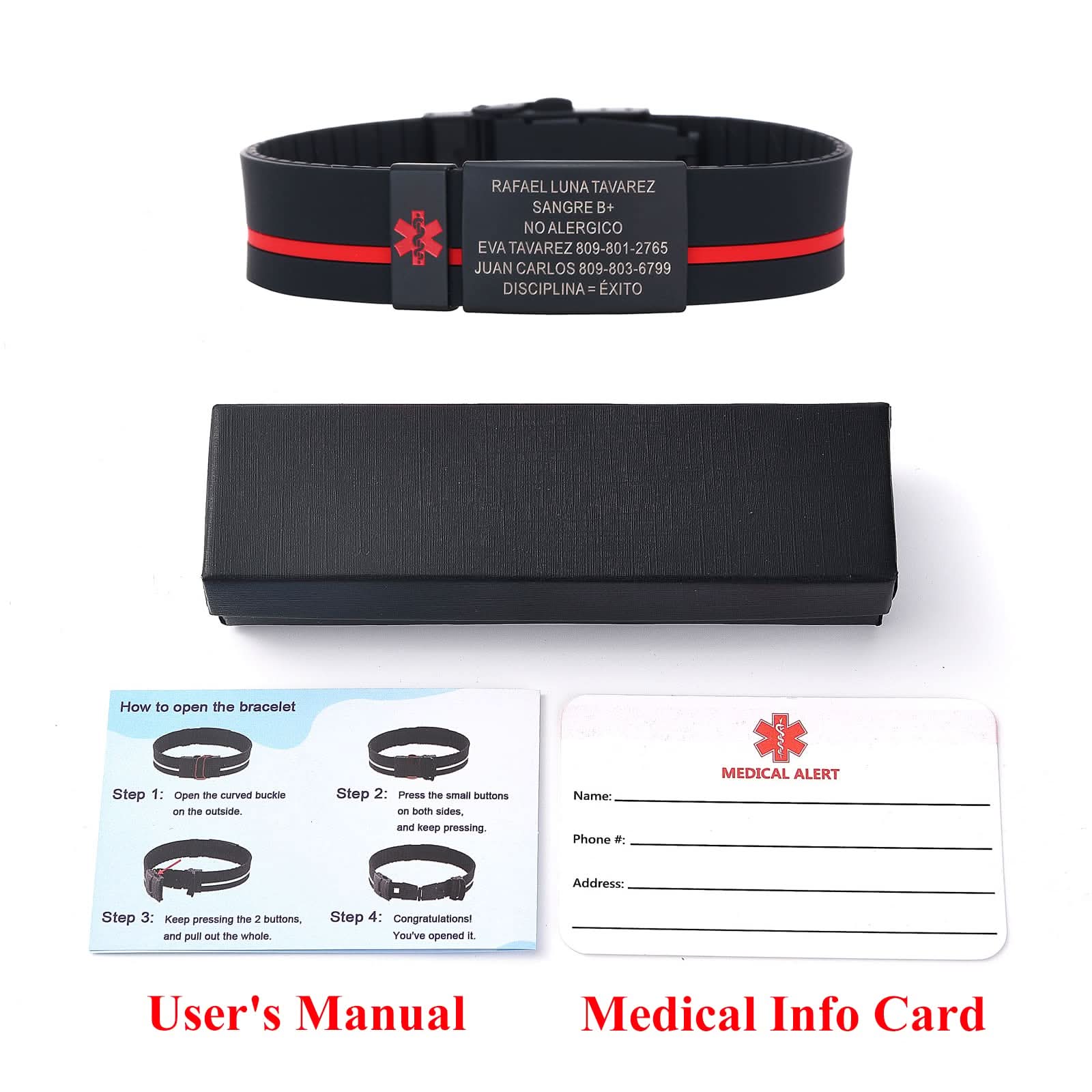 Custom Sport SOS Medical Alert Silicone Bracelet