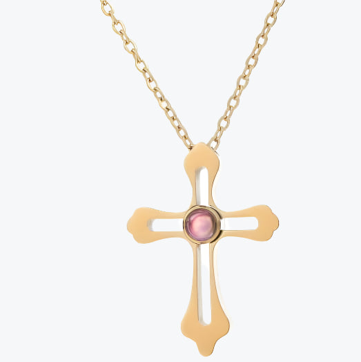 Custom Photo Projection Cross Necklace