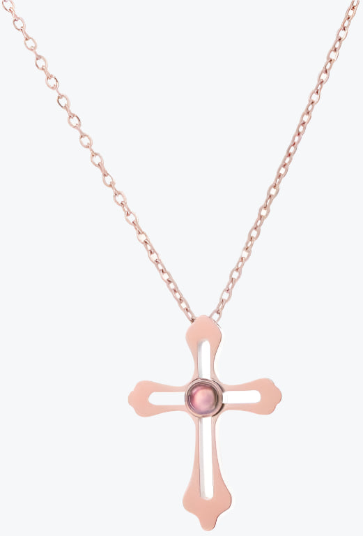 Custom Photo Projection Cross Necklace