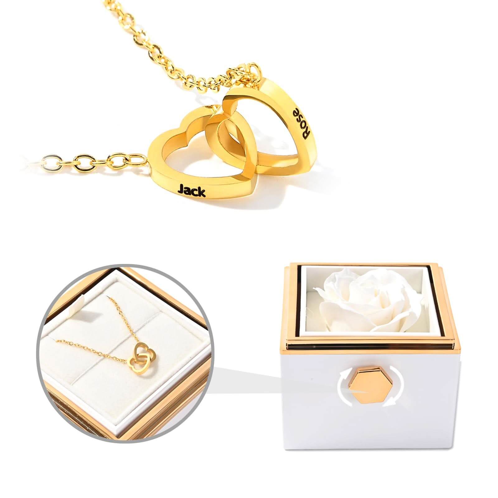 Eternal Rose Gift Box: Custom Engraved Heart Necklace & Preserved Real Rose