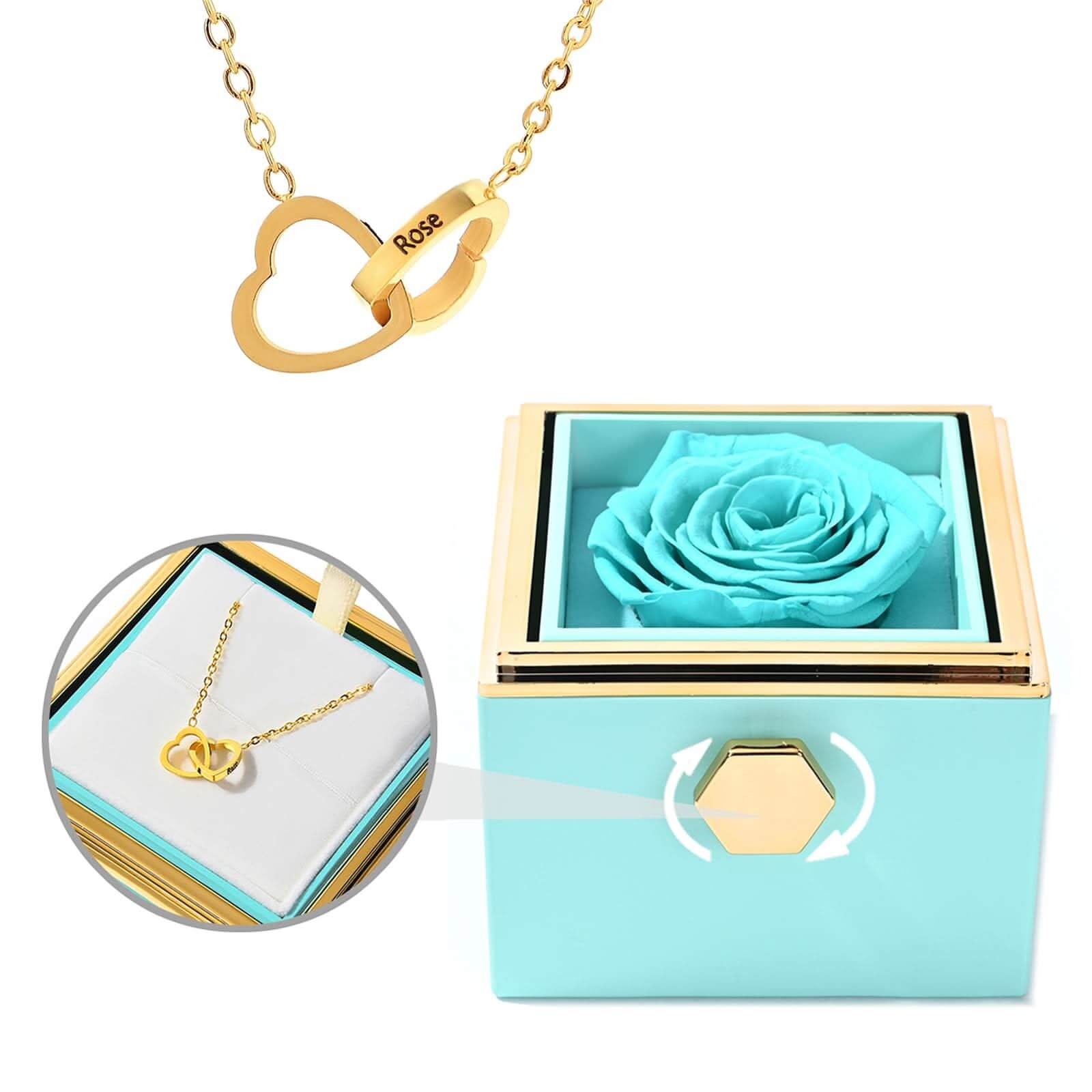 Eternal Rose Gift Box: Custom Engraved Heart Necklace & Preserved Real Rose