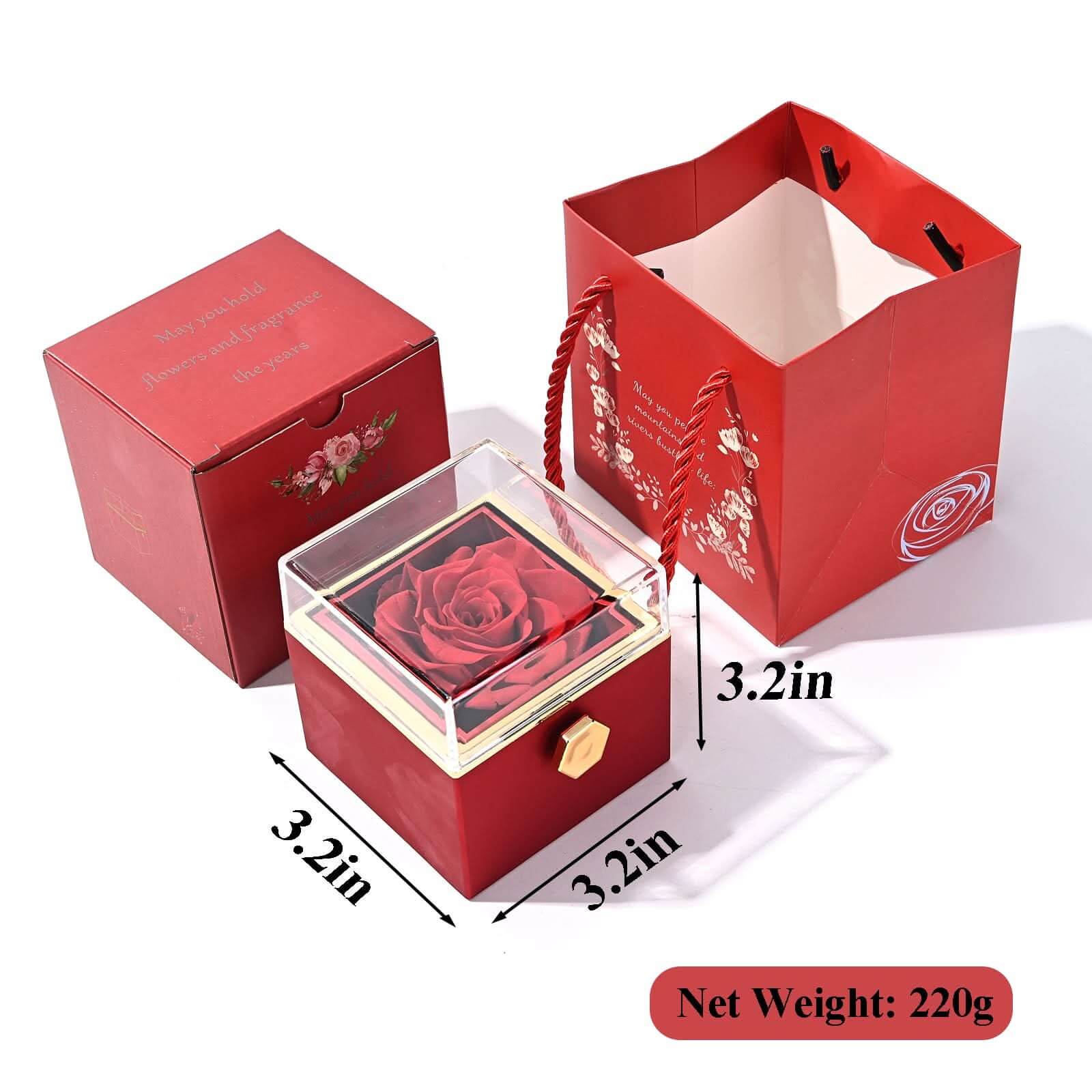 Eternal Rose Gift Box: Custom Engraved Heart Necklace & Preserved Real Rose