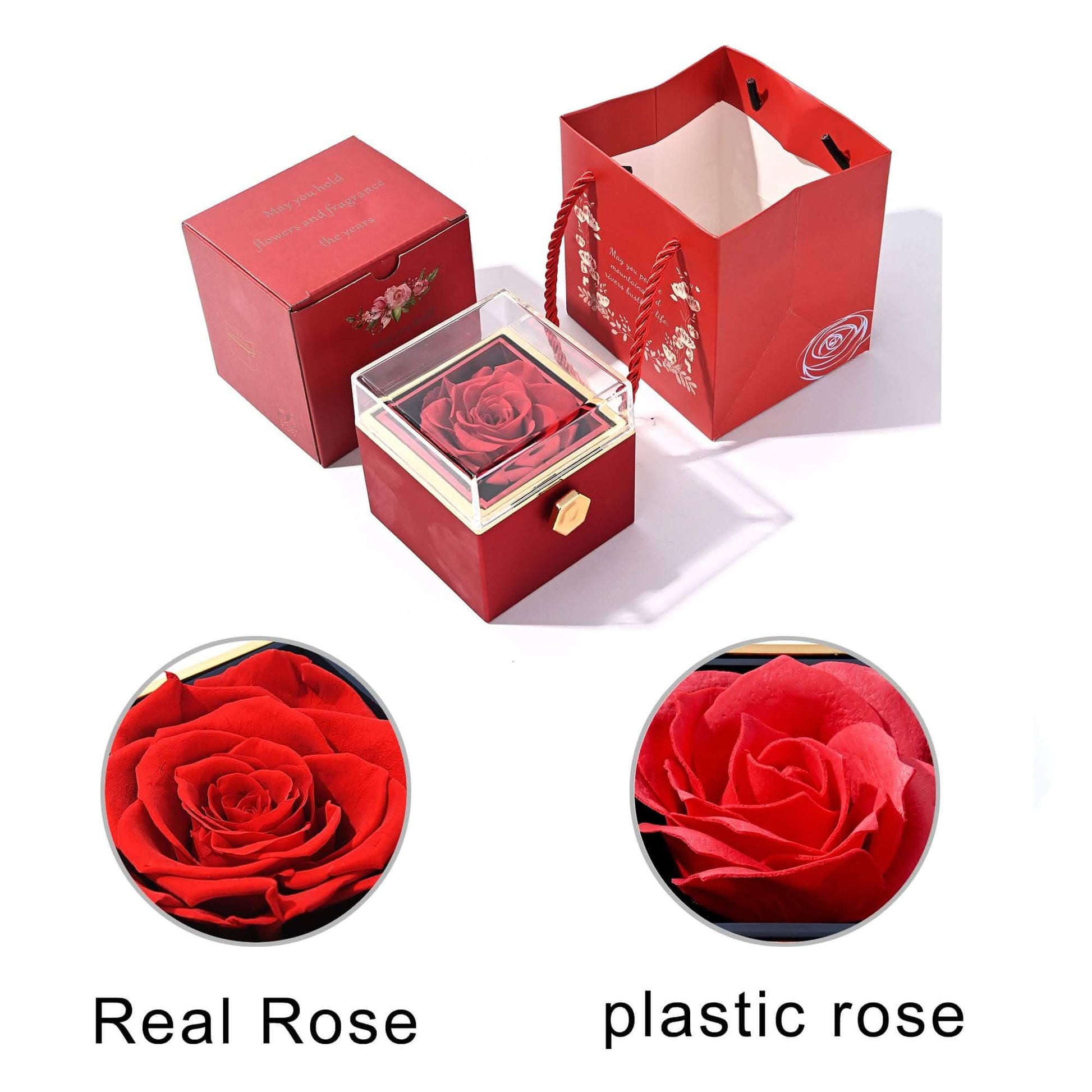 Eternal Rose Gift Box: Custom Engraved Heart Necklace & Preserved Real Rose