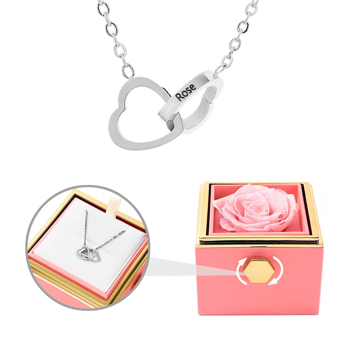 Eternal Rose Gift Box: Custom Engraved Heart Necklace & Preserved Real Rose - Love&Craft