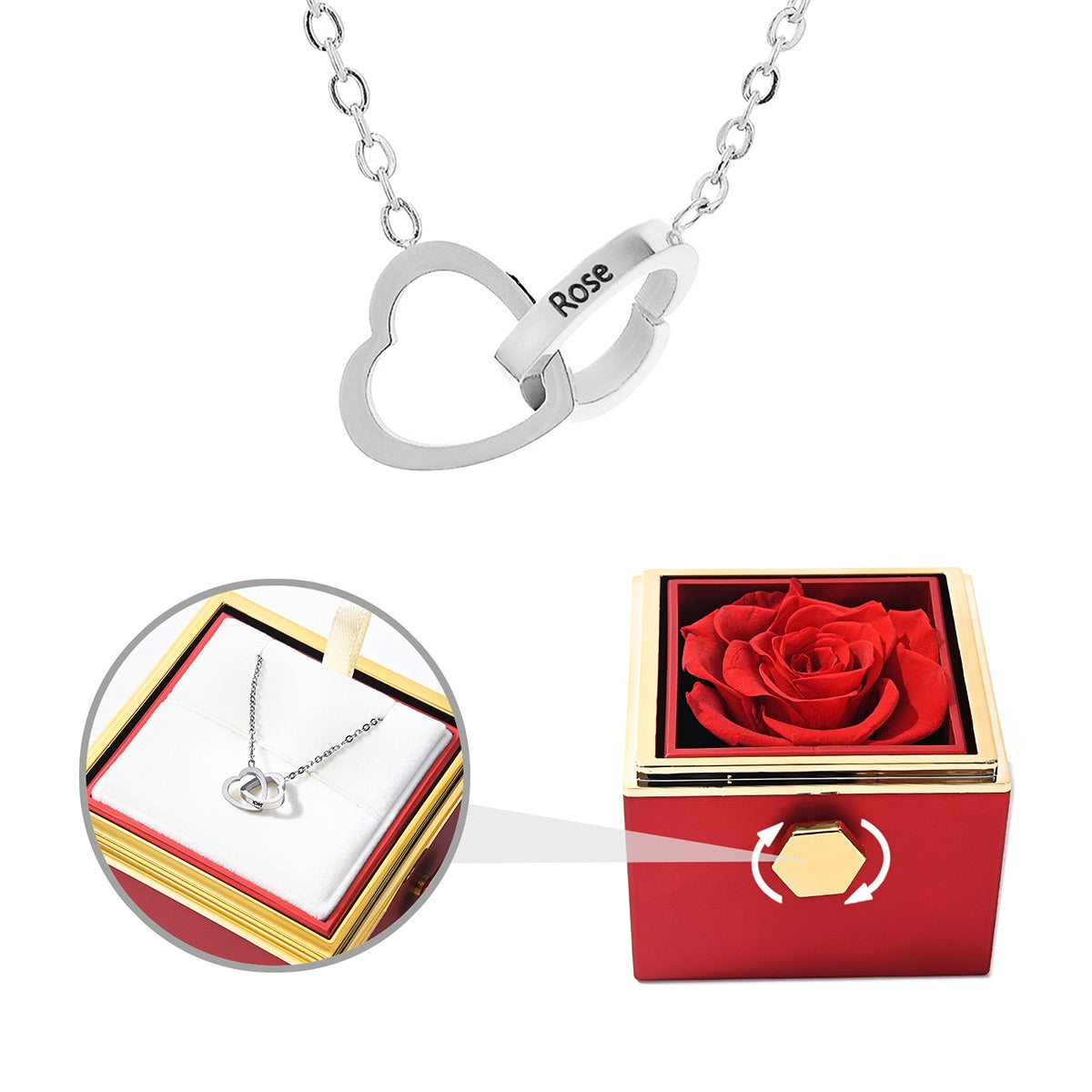 Eternal Rose Gift Box: Custom Engraved Heart Necklace & Preserved Real Rose - Love&Craft
