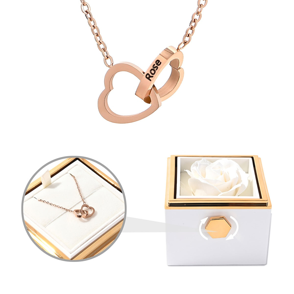 Eternal Rose Gift Box: Custom Engraved Heart Necklace & Preserved Real Rose - Love&Craft