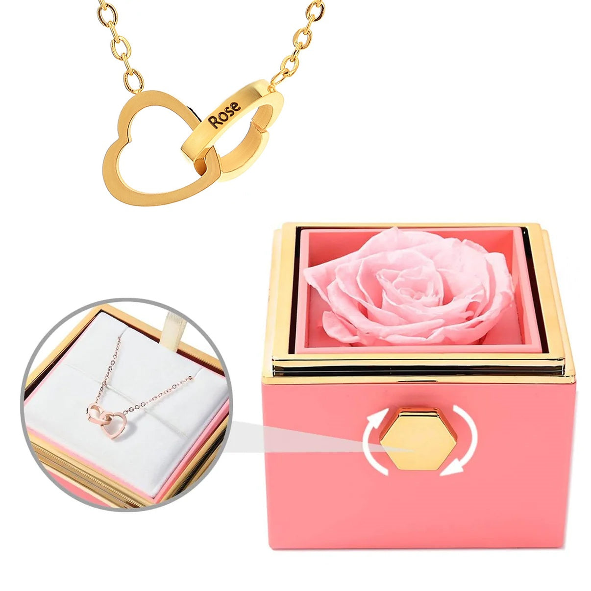 Eternal Rose Gift Box: Custom Engraved Heart Necklace & Preserved Real Rose - Love&Craft