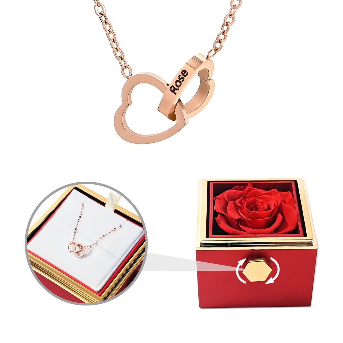 Eternal Rose Gift Box: Custom Engraved Heart Necklace & Preserved Real Rose - Love&Craft