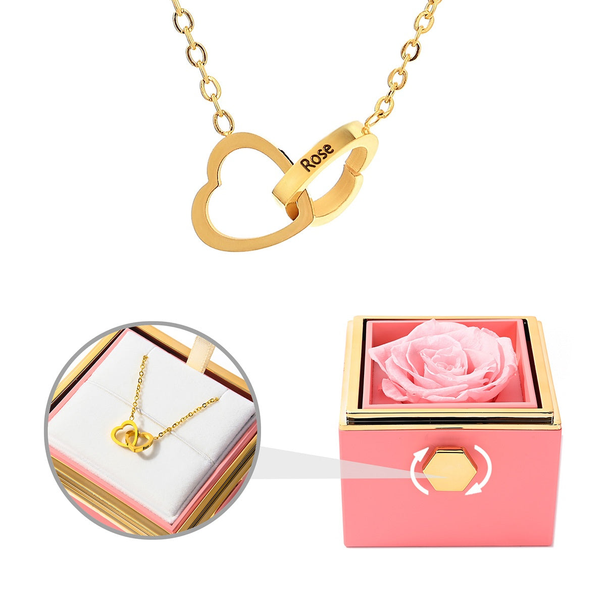 Eternal Rose Gift Box: Custom Engraved Heart Necklace & Preserved Real Rose - Love&Craft