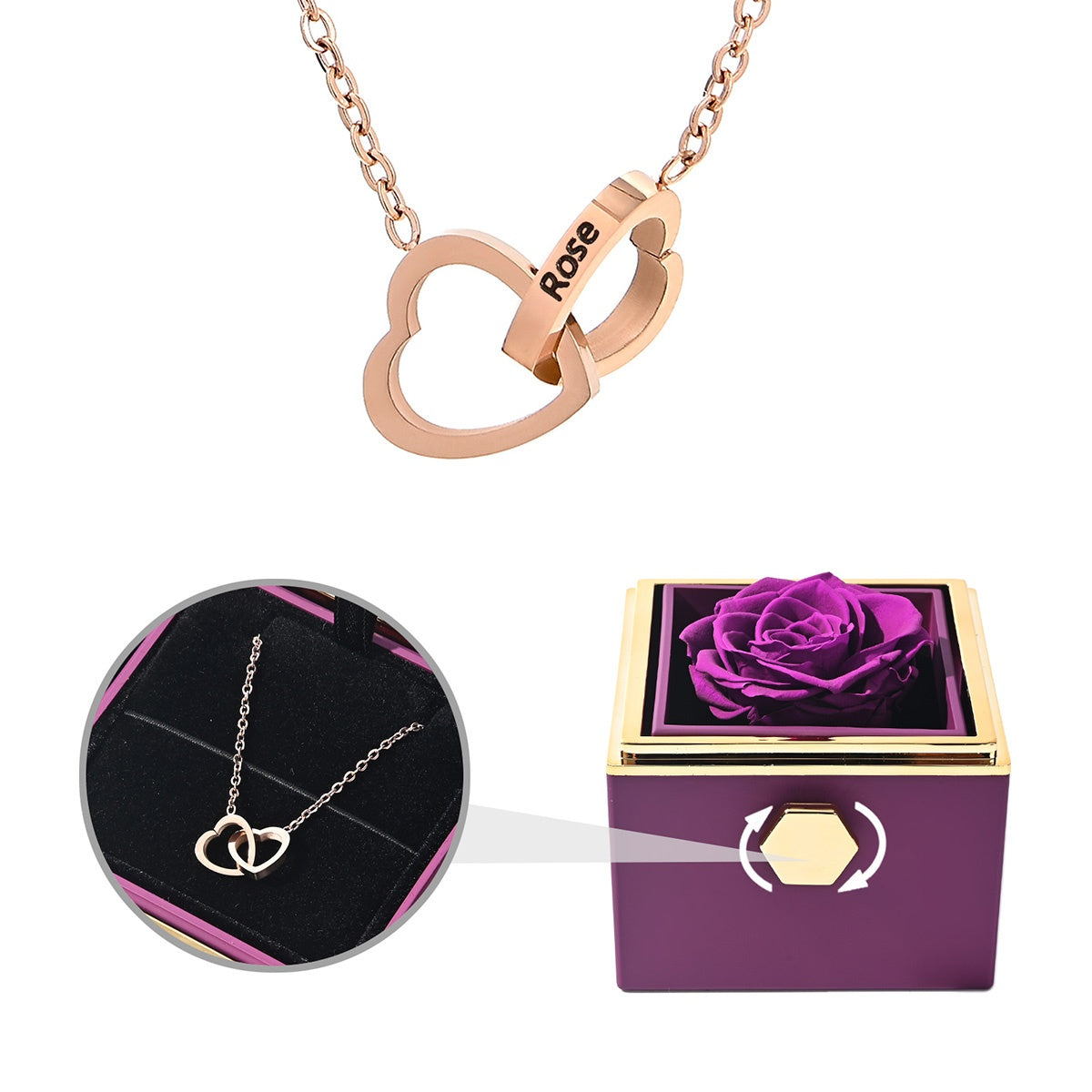 Eternal Rose Gift Box: Custom Engraved Heart Necklace & Preserved Real Rose - Love&Craft