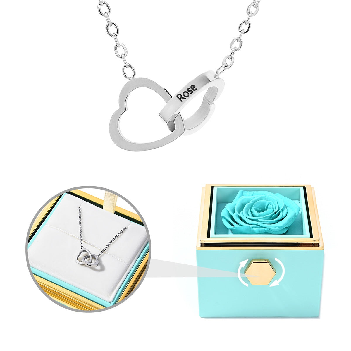 Eternal Rose Gift Box: Custom Engraved Heart Necklace & Preserved Real Rose - Love&Craft