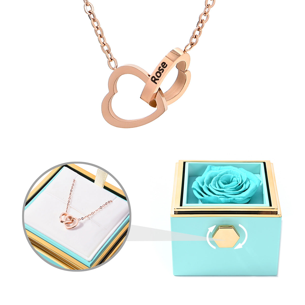 Eternal Rose Gift Box: Custom Engraved Heart Necklace & Preserved Real Rose - Love&Craft