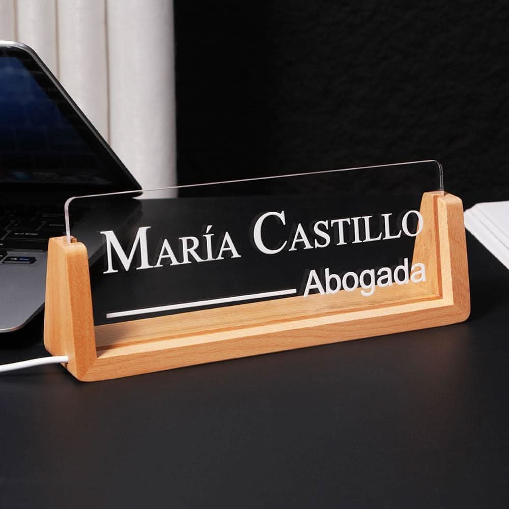 Custom Lighted Desk Name Plate – Personalized Office Gift