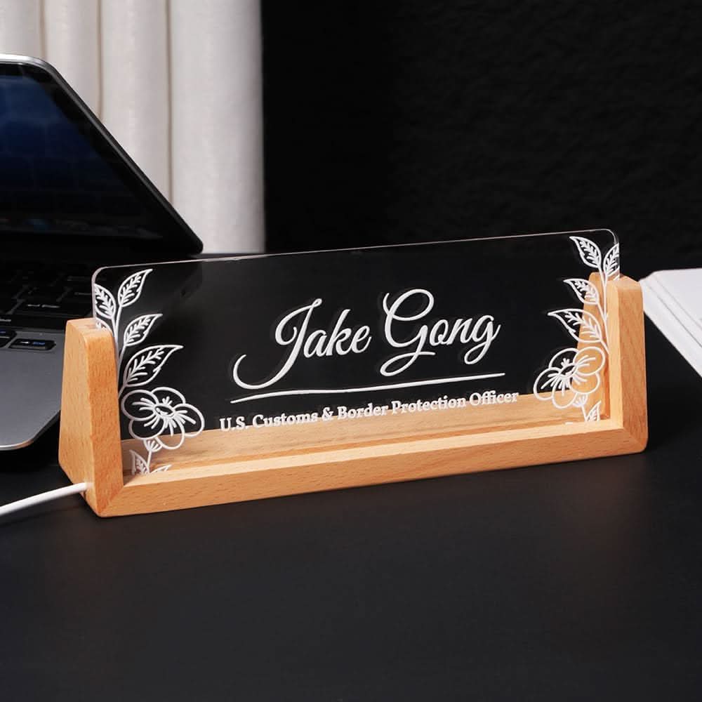 Custom Lighted Desk Name Plate – Personalized Office Gift